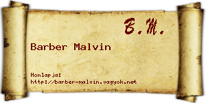 Barber Malvin névjegykártya